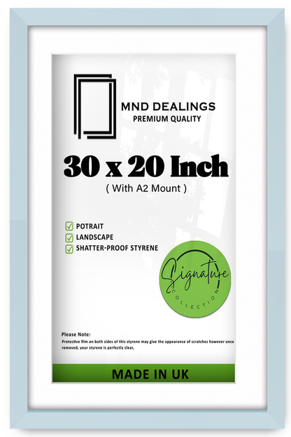 30 x 20 Inch / (76.2 x 50.8 cm ) with A2-(41.90 x 59.40 cm) White Mount Poster Frames - MDF
