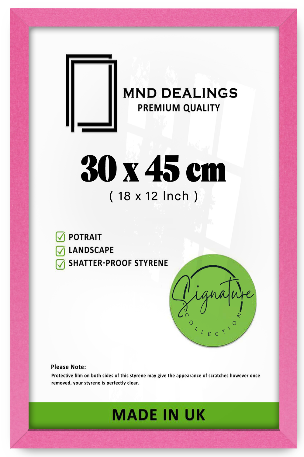 ( 30 x 45 CM ) / 18 x 12 Inch  |  Poster Frames - MDF
 -  [ Pink ]