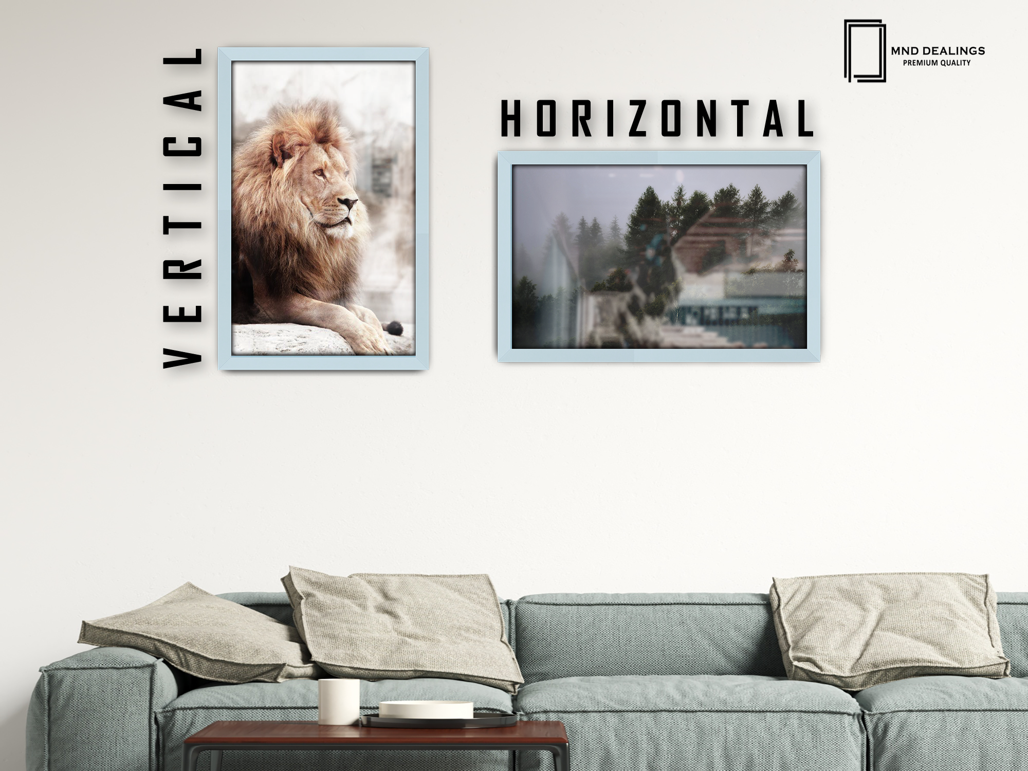 ( 30 x 50 CM ) / 20 x 12 Inch  |  Frames - MDF
 -  [ Light Grey ]