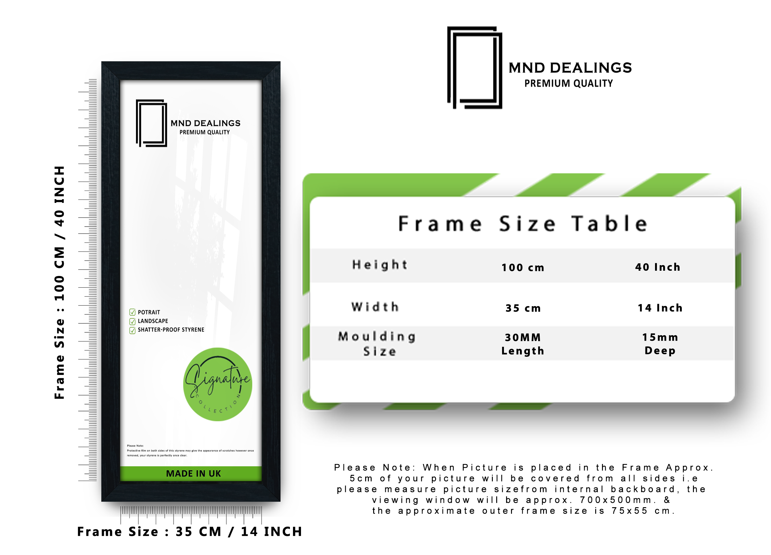 ( 35 x 100 CM ) / 40 x 14 Inch | Art Frames - MDF
 -  [ Black ]