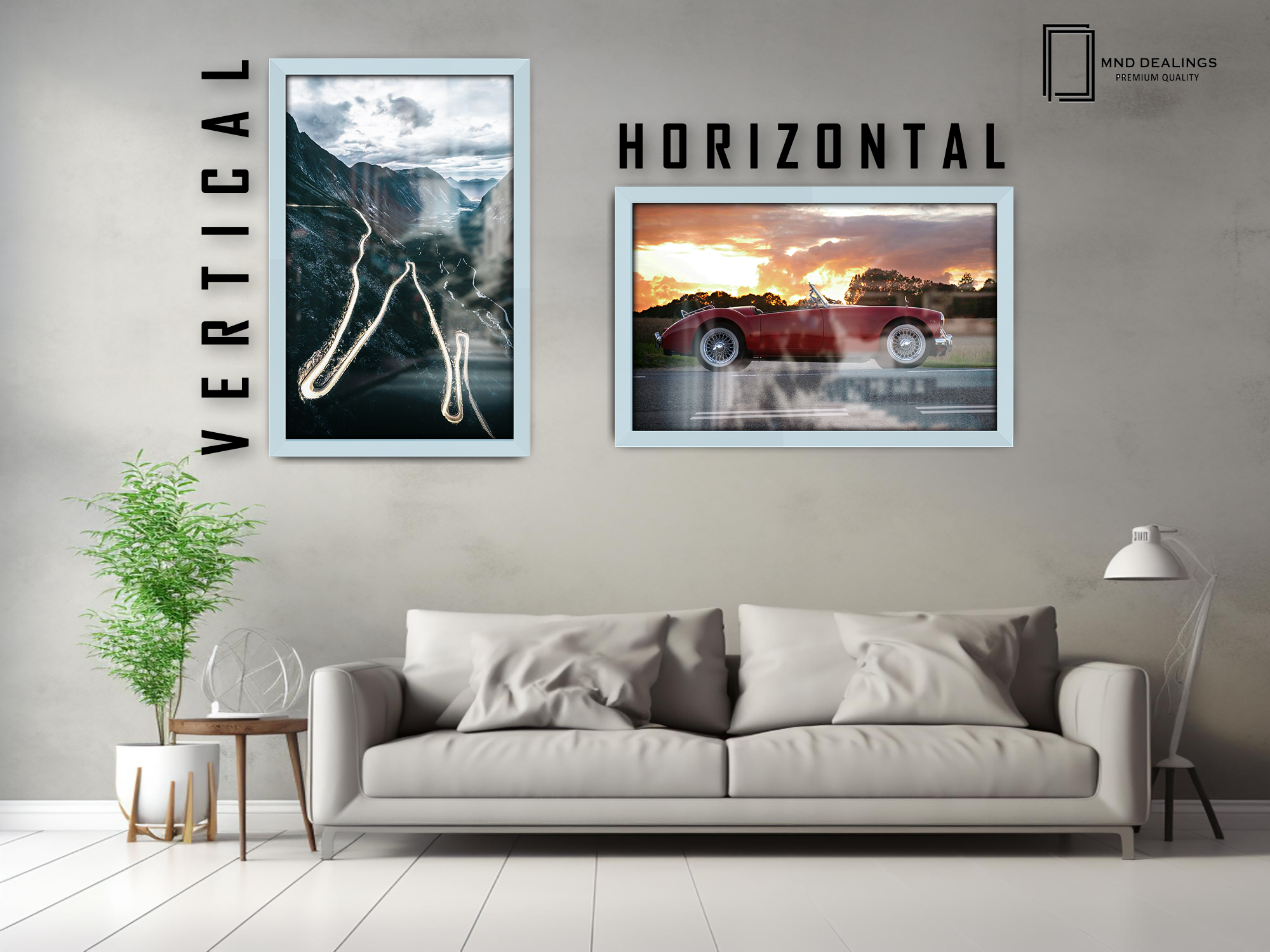 36 x 24 Inch / ( 91.44 x 60.96 CM )  |  Art Frames - MDF
 -  [ Light Grey ]