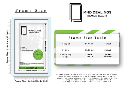 36 x 24 Inch / (91.44 x 60.96 cm ) with 76.20 x 50.80 cm White Mount Certificate Frames - MDF