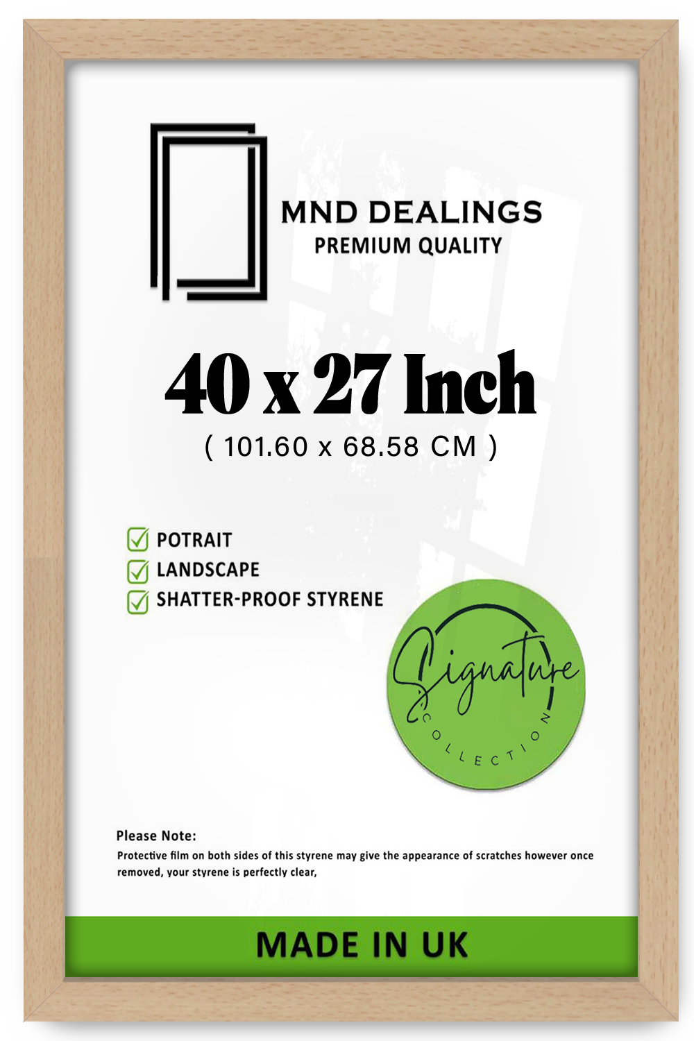 40 x 27 Inch / ( 101.60 x 68.58 CM )  |  Poster Frames - MDF
 -  [ Beech ]