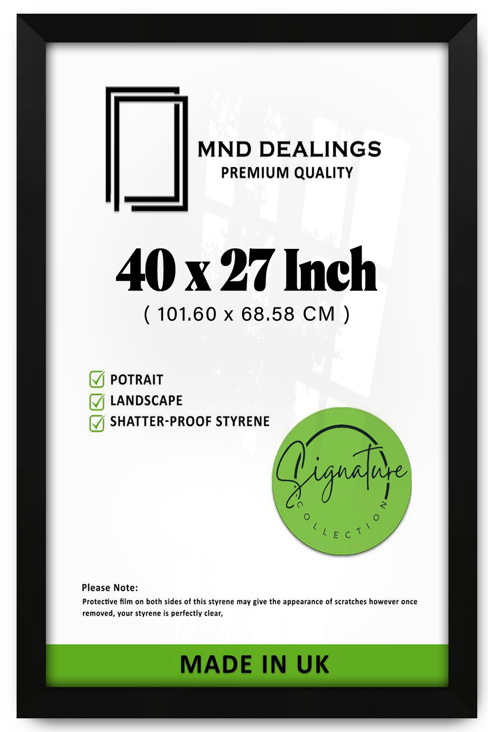 40 x 27 Inch / ( 101.60 x 68.58 CM )  |  Display Frame - MDF
 -  [ Matt Black ]