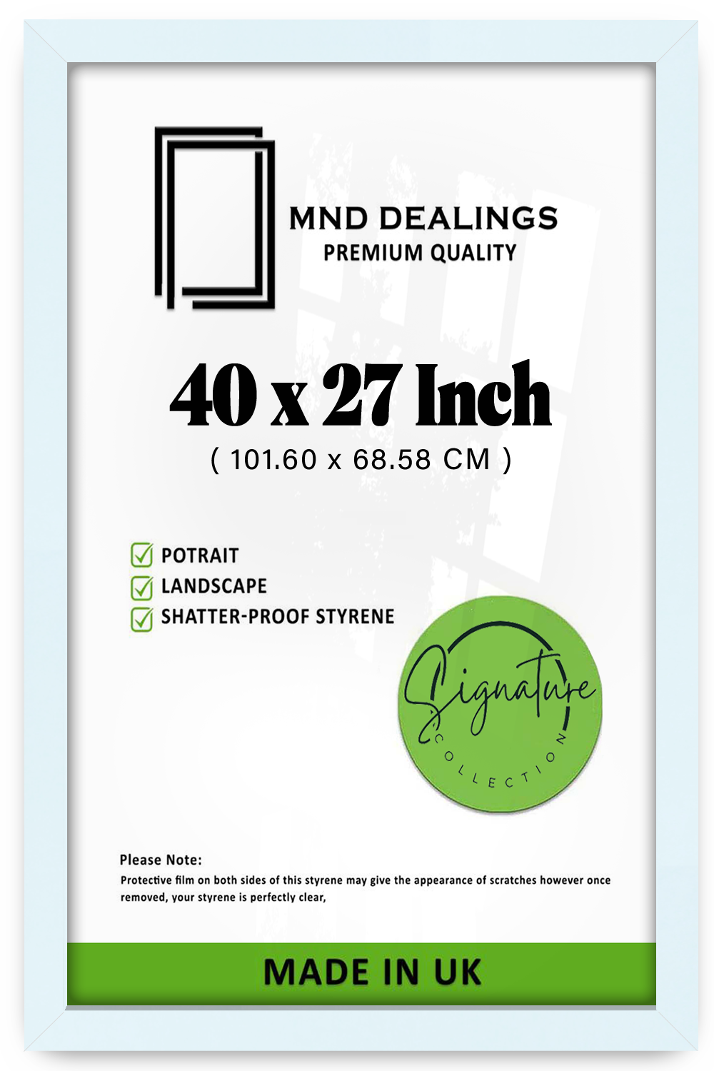 40 x 27 Inch / ( 101.60 x 68.58 CM )  |  Display Frame - MDF
 -  [ White ]