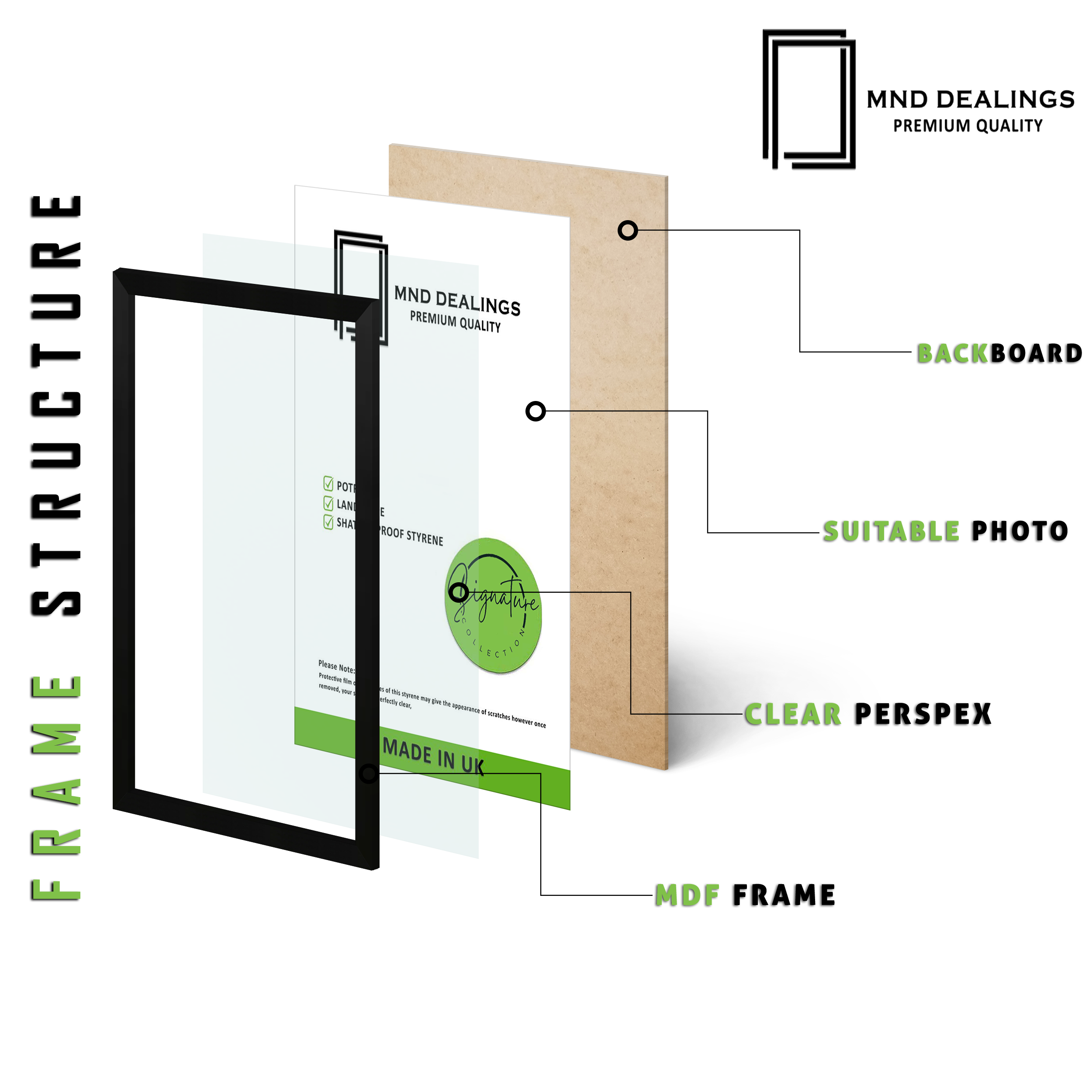 ( 40 x 60 CM ) / 24 x 16 Inch  |  Picture Frames - MDF
 -  [ Matt Black ]