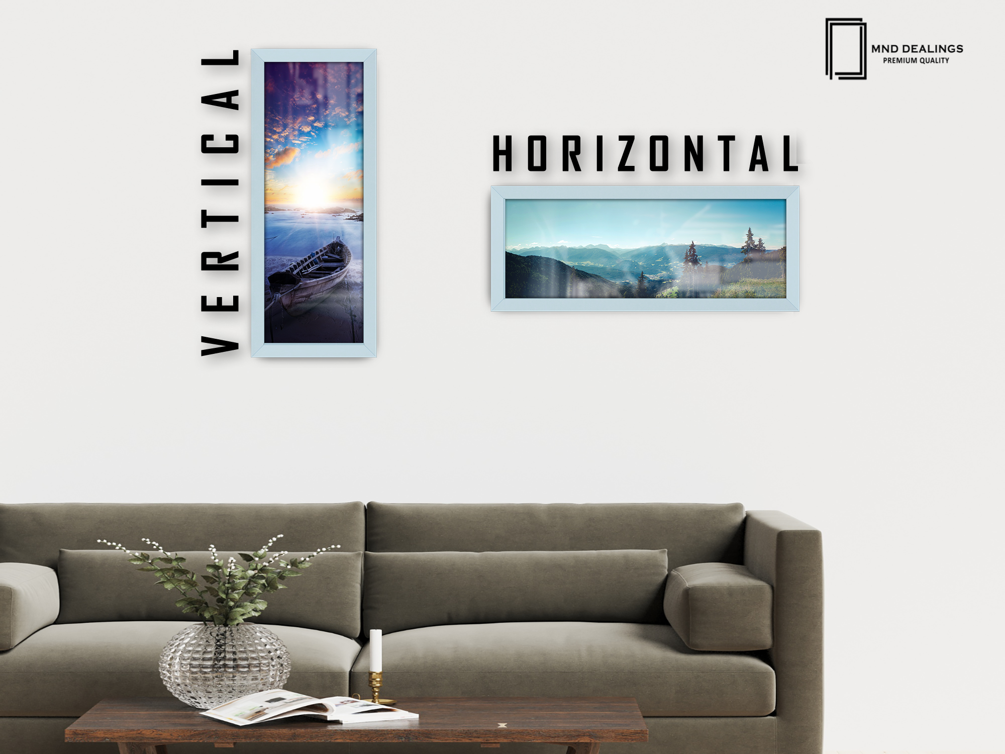 ( 50 x 100 CM ) / 40 x 20 Inch | Picture Frames - MDF
 -  [ Light Grey ]