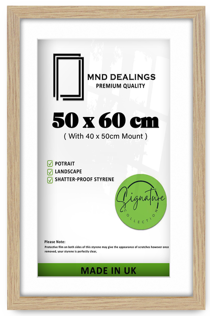 ( 50 x 60 cm ) / 24 x 20 Inch with 50 x 40 cm White Mount Display Frame - MDF