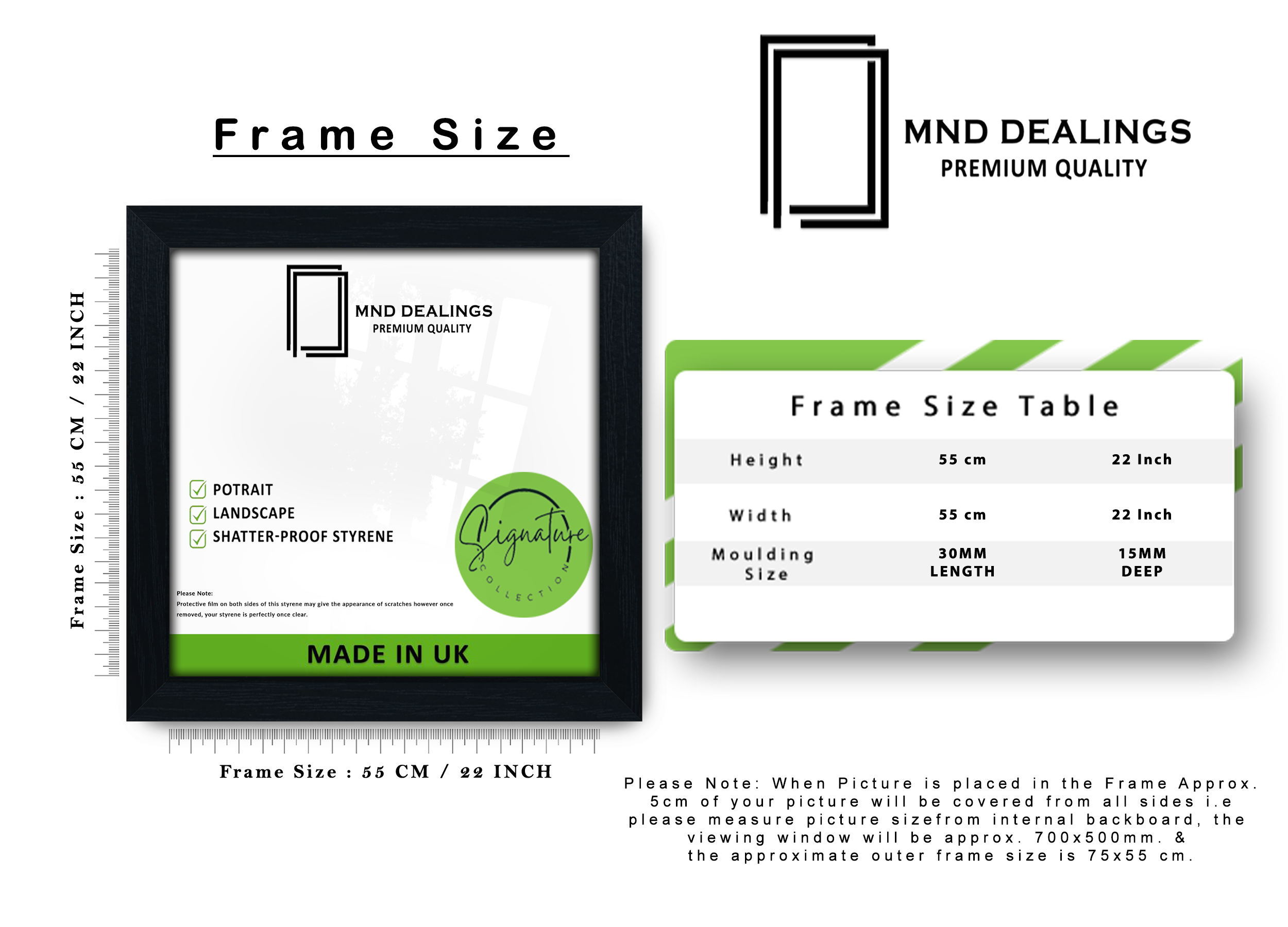 ( 55 x 55 CM ) / 22 x 22 Inch  |  Certificate Frames - MDF
 -  [ Black ]