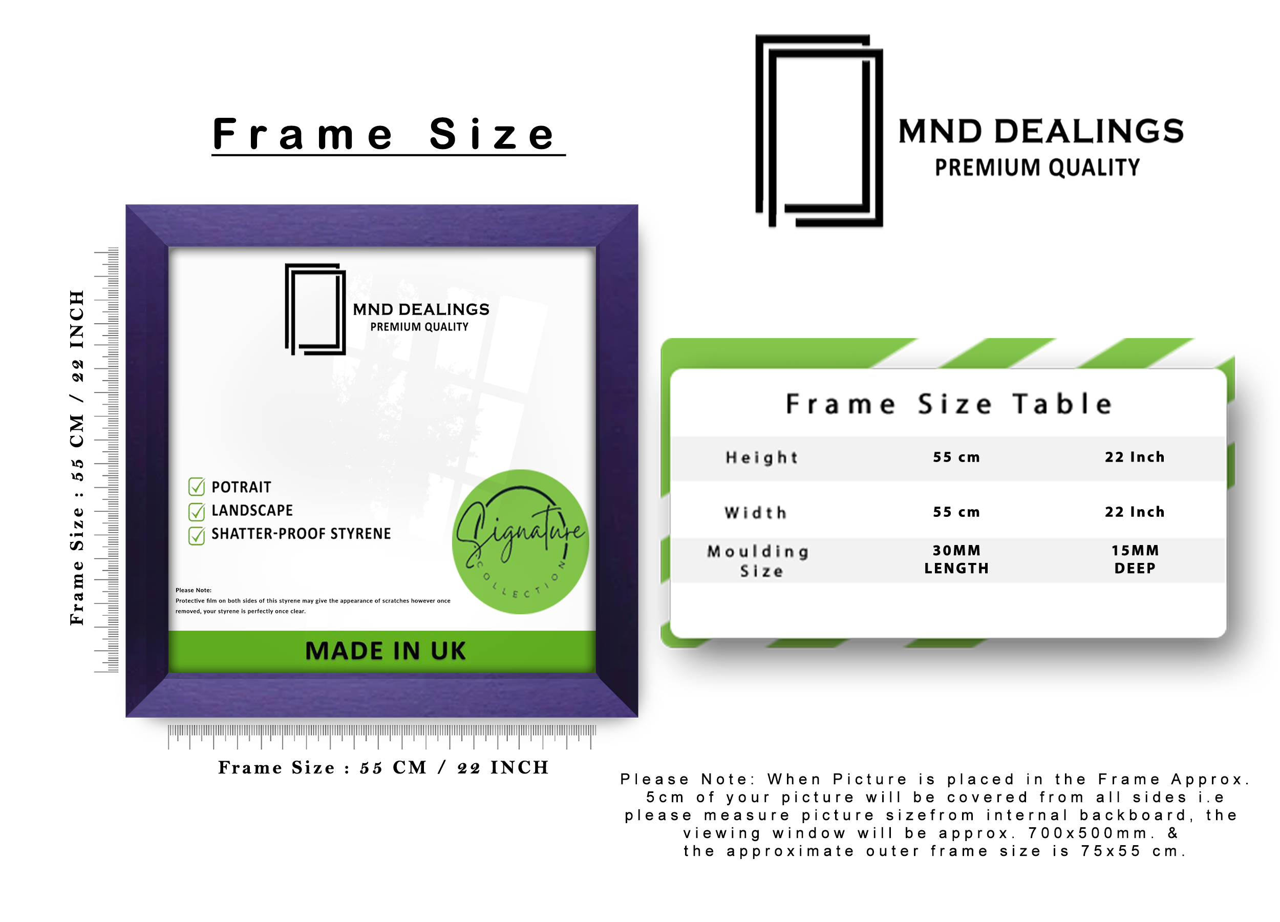 ( 55 x 55 CM ) / 22 x 22 Inch  |  Frames - MDF
 -  [ Purple ]