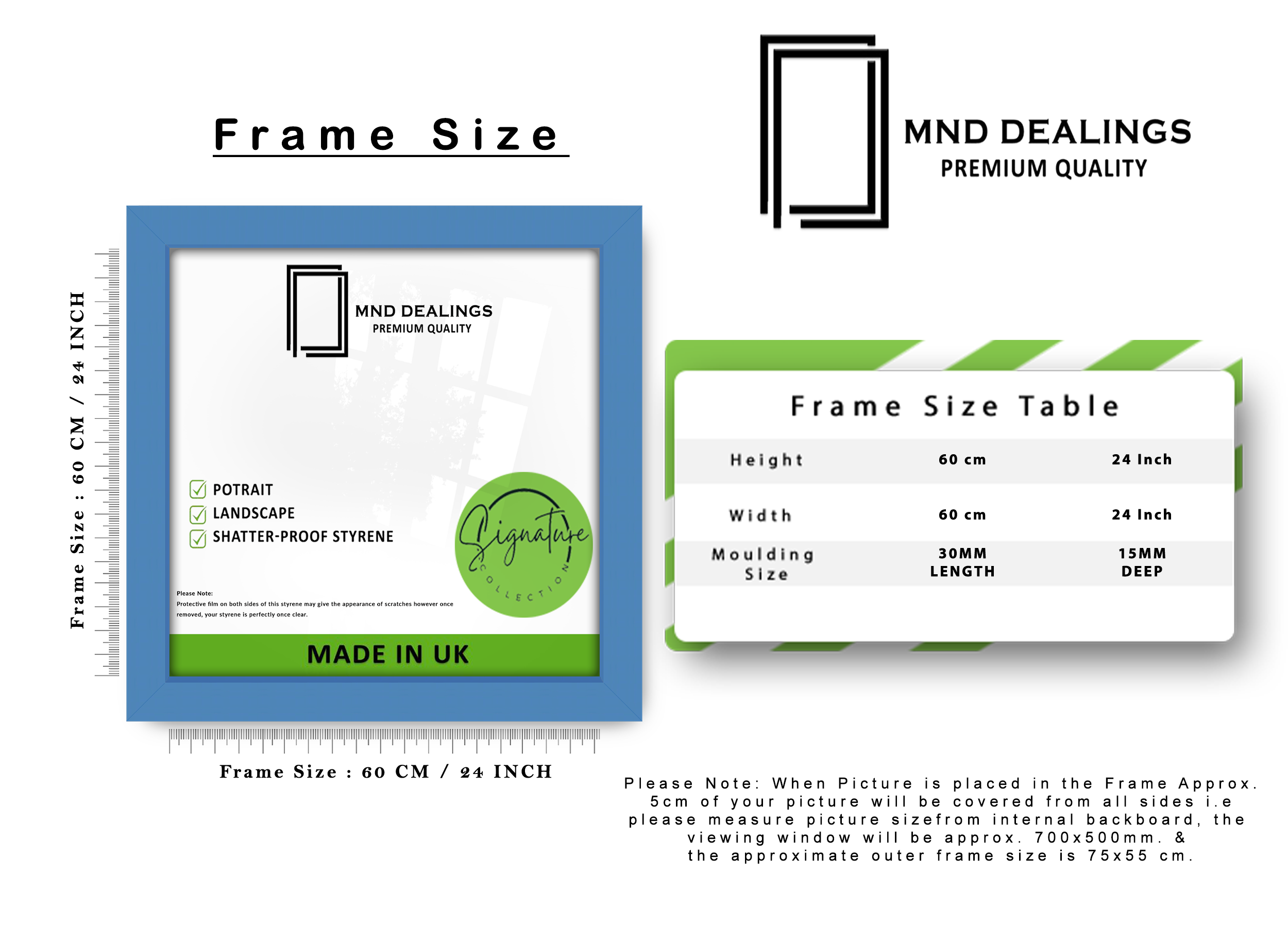 ( 60 x 60 CM ) / 24 x 24 Inch  |  Certificate Frames - MDF
 -  [ Blue ]