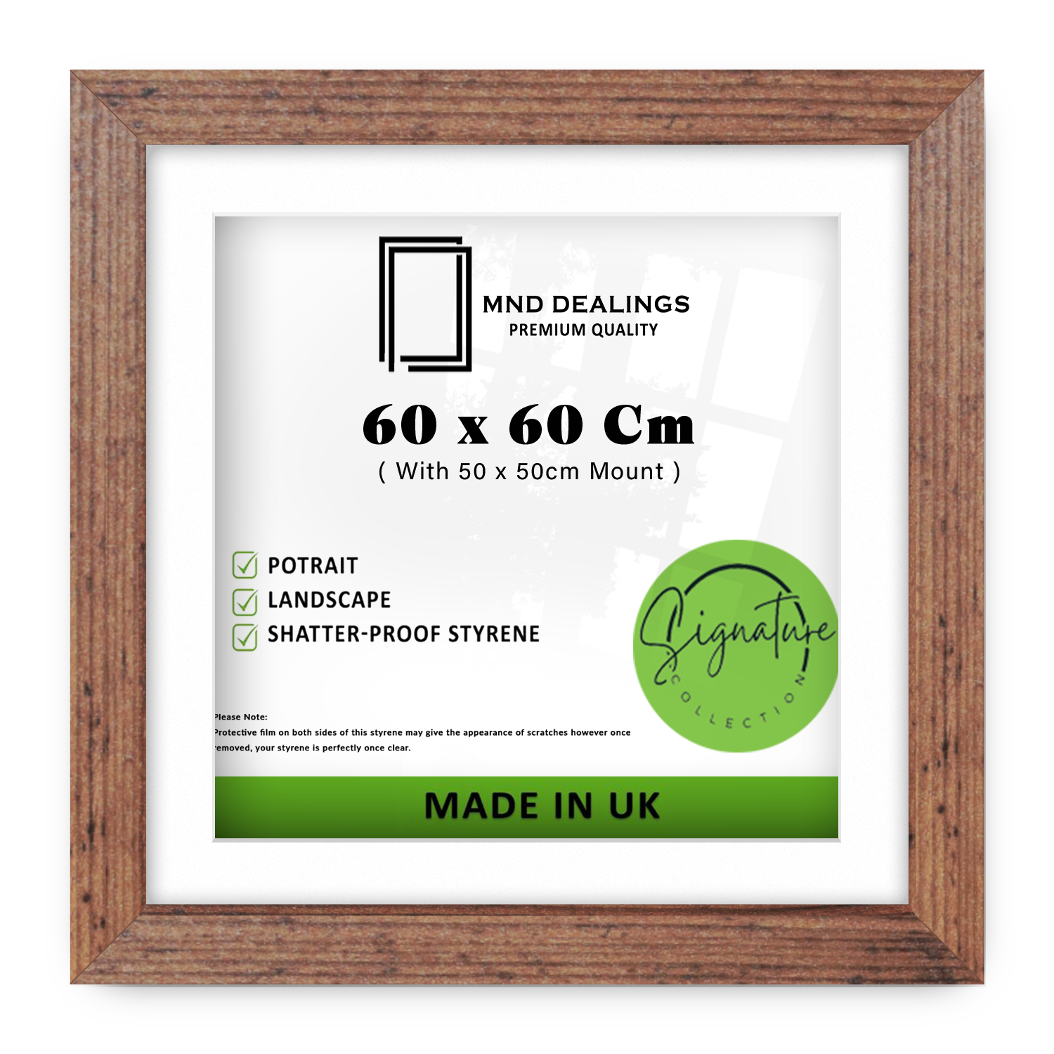 ( 60 x 60 Cm ) / 24 x 24 Inch with 50 x 50 Cm White Mount Display Frame - MDF