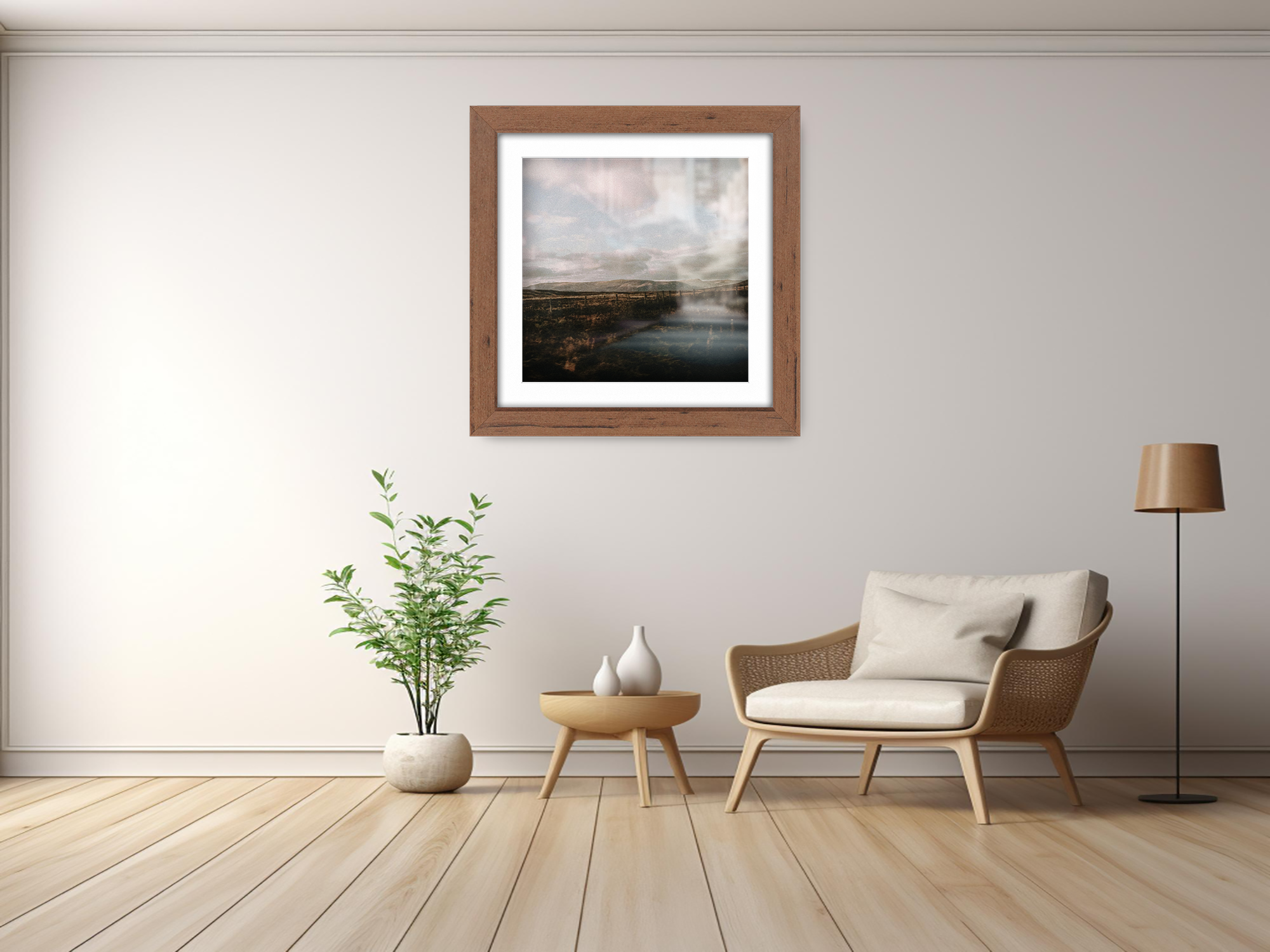 ( 60 x 60 Cm ) / 24 x 24 Inch with 50 x 50 Cm White Mount Display Frame - MDF