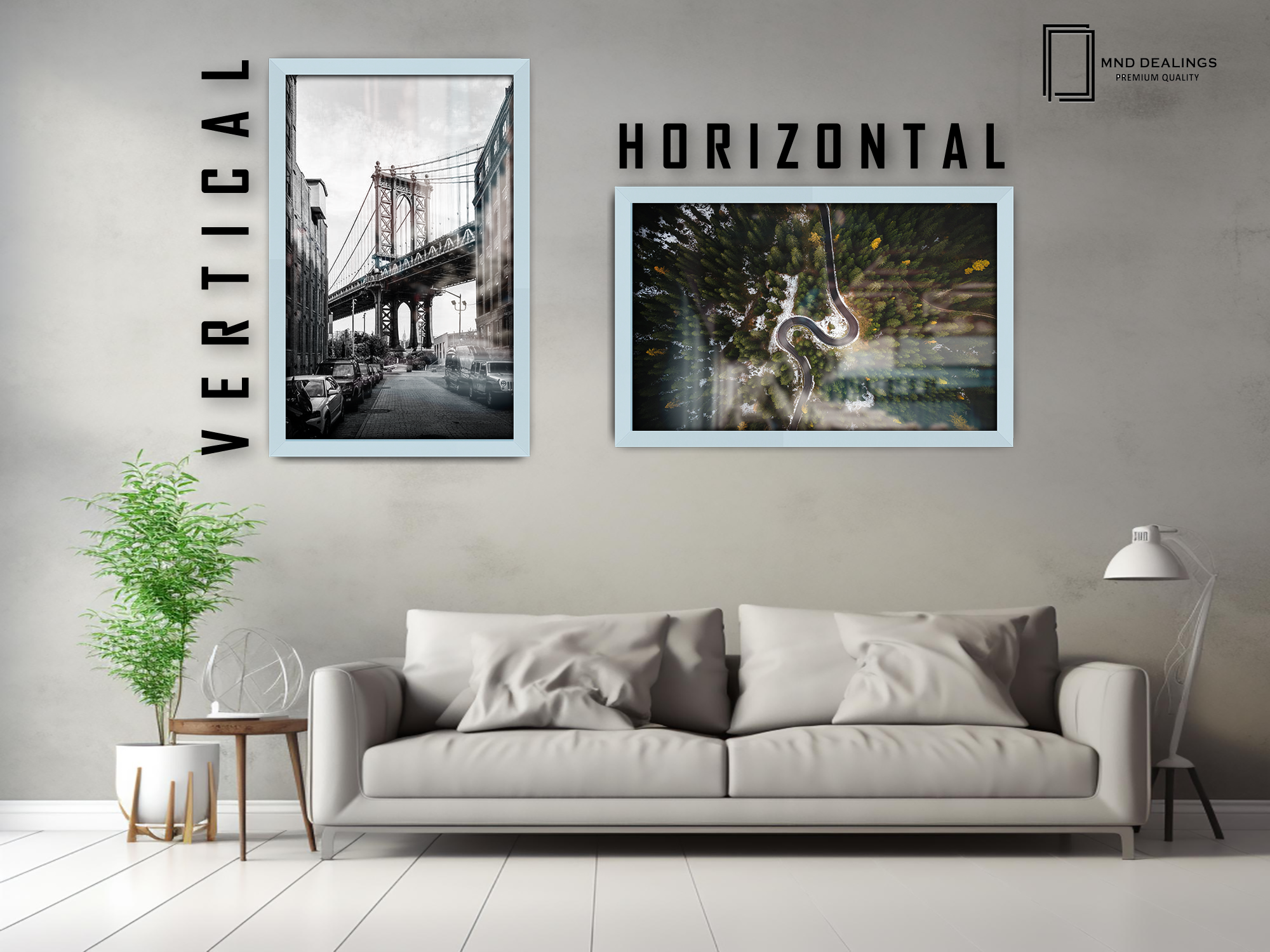 ( 70 x 100 CM ) / 40 x 28 Inch  |  Frames - MDF
 -  [ Light Grey ]
