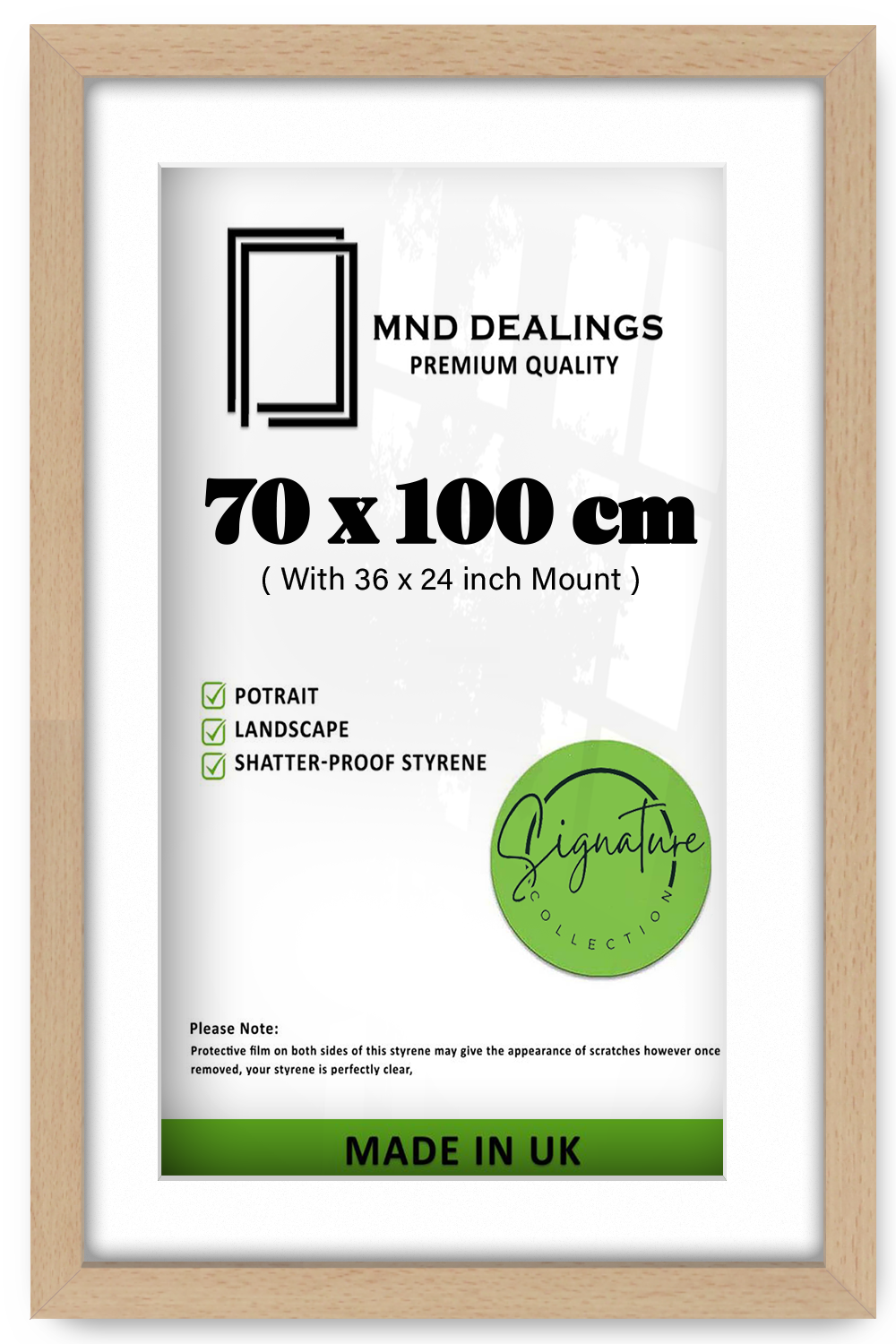 ( 70 x 100 cm ) / 40 x 28 Inch with 91.44 x 60.96 cm White Mount Certificate Frames - MDF#color_beech