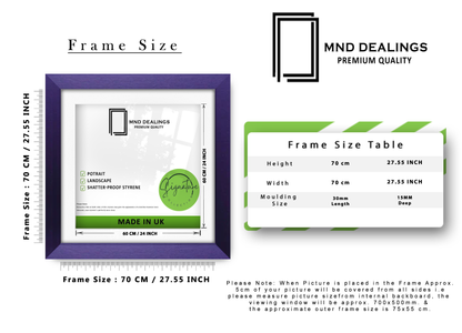 ( 70 x 70 Cm ) / 28 x 28 Inch with 60 x 60 Cm White Mount Picture Frames - MDF