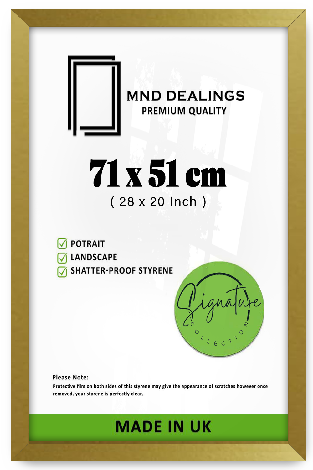 ( 71 x 51 CM ) / 28 x 20 Inch  |  Frames - MDF
 -  [ Gold ]