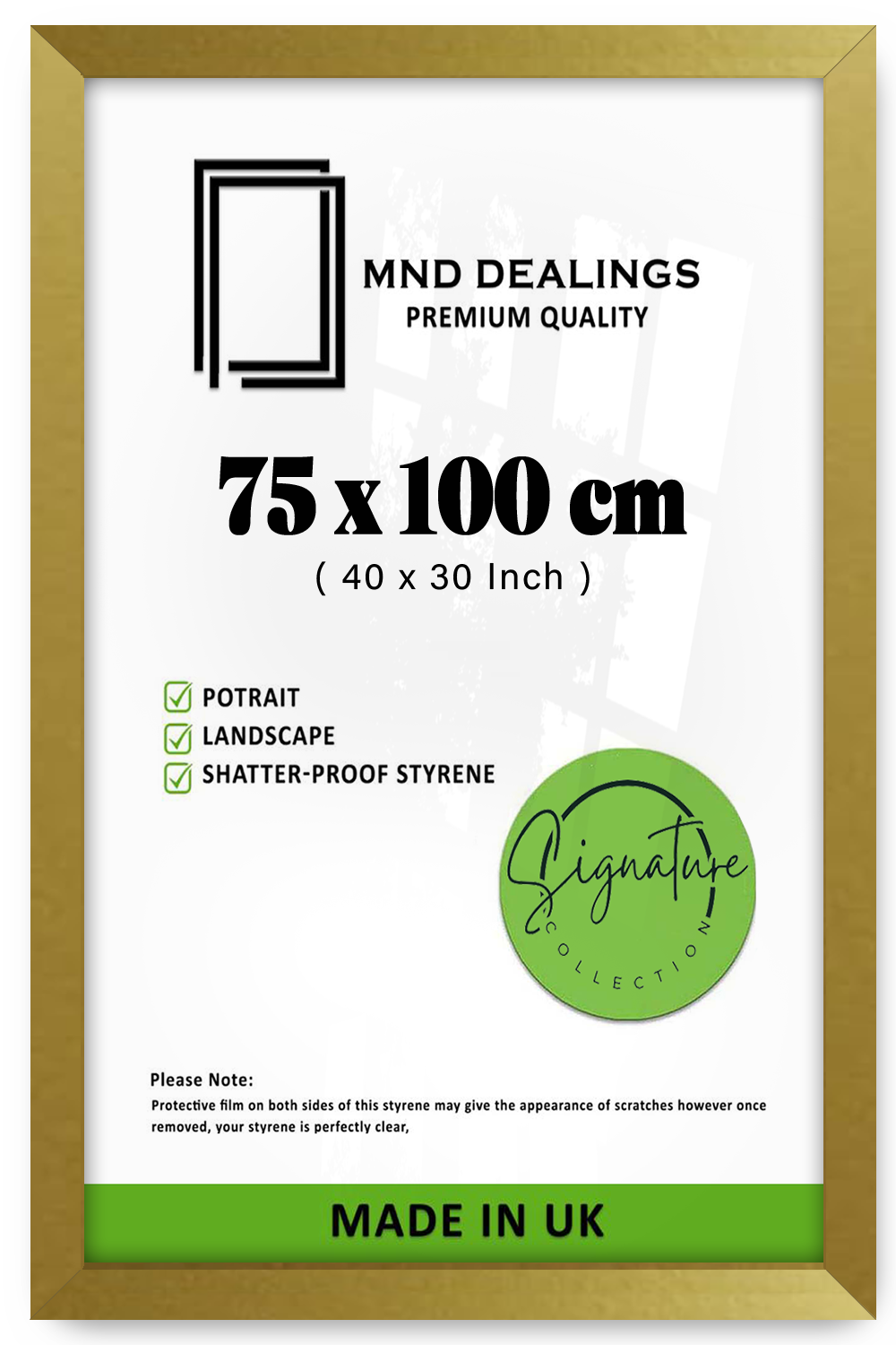 ( 75 x 100 CM ) / 40 x 30 Inch  |  Display Frame - MDF
 -  [ Gold ]