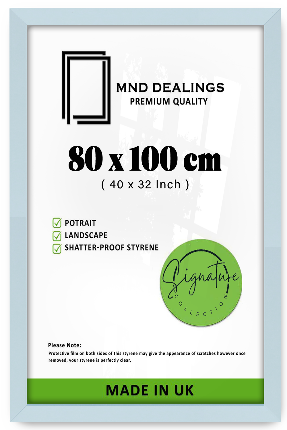 ( 80 x 100 CM ) / 40 x 32 Inch  |  Picture Frames - MDF
 -  [ Light Grey ]