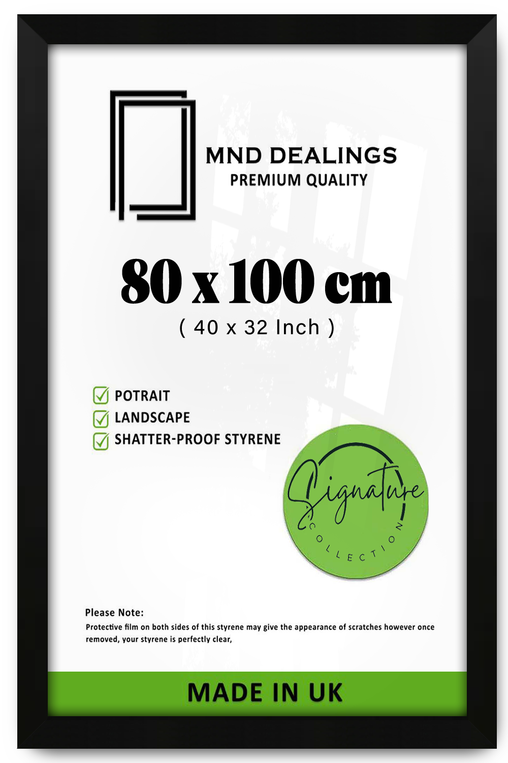( 80 x 100 CM ) / 40 x 32 Inch  |  Display Frame - MDF
 -  [ Matt Black ]