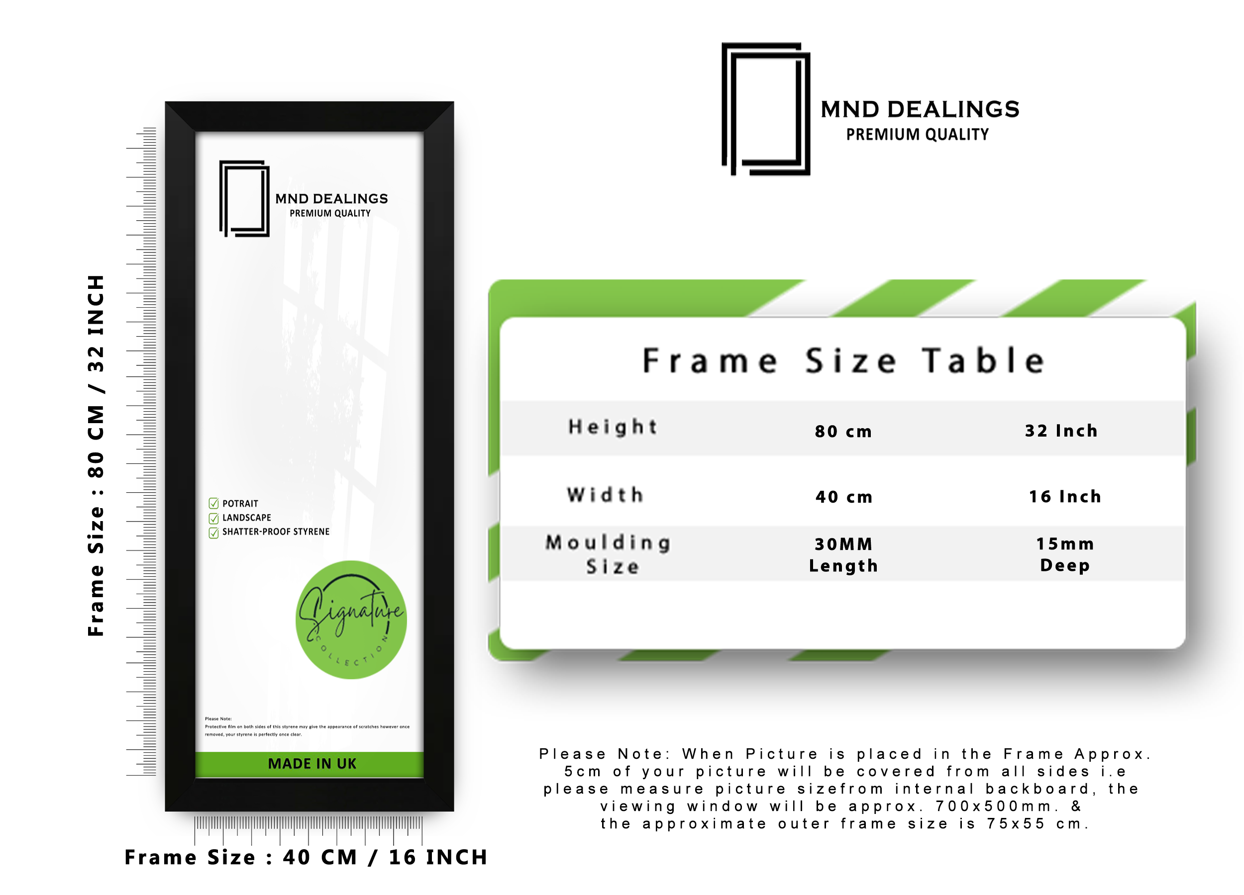 ( 80 x 40 CM ) / 32 x 16 Inch | Certificate Frames - MDF
 -  [ Matt Black ]