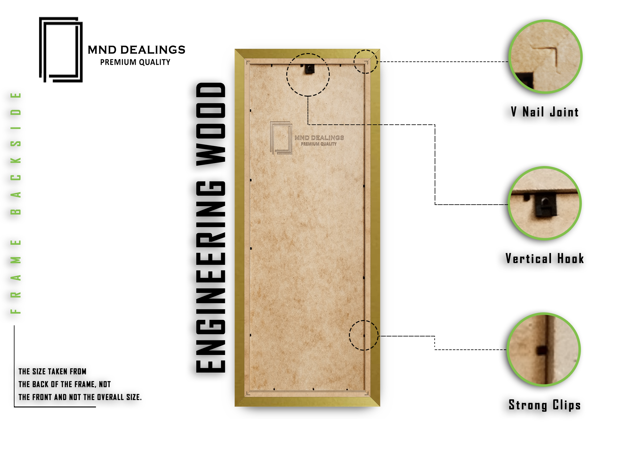 ( 90 x 30 CM ) / 36 x 12 Inch | Poster Frames - MDF
 -  [ Gold ]