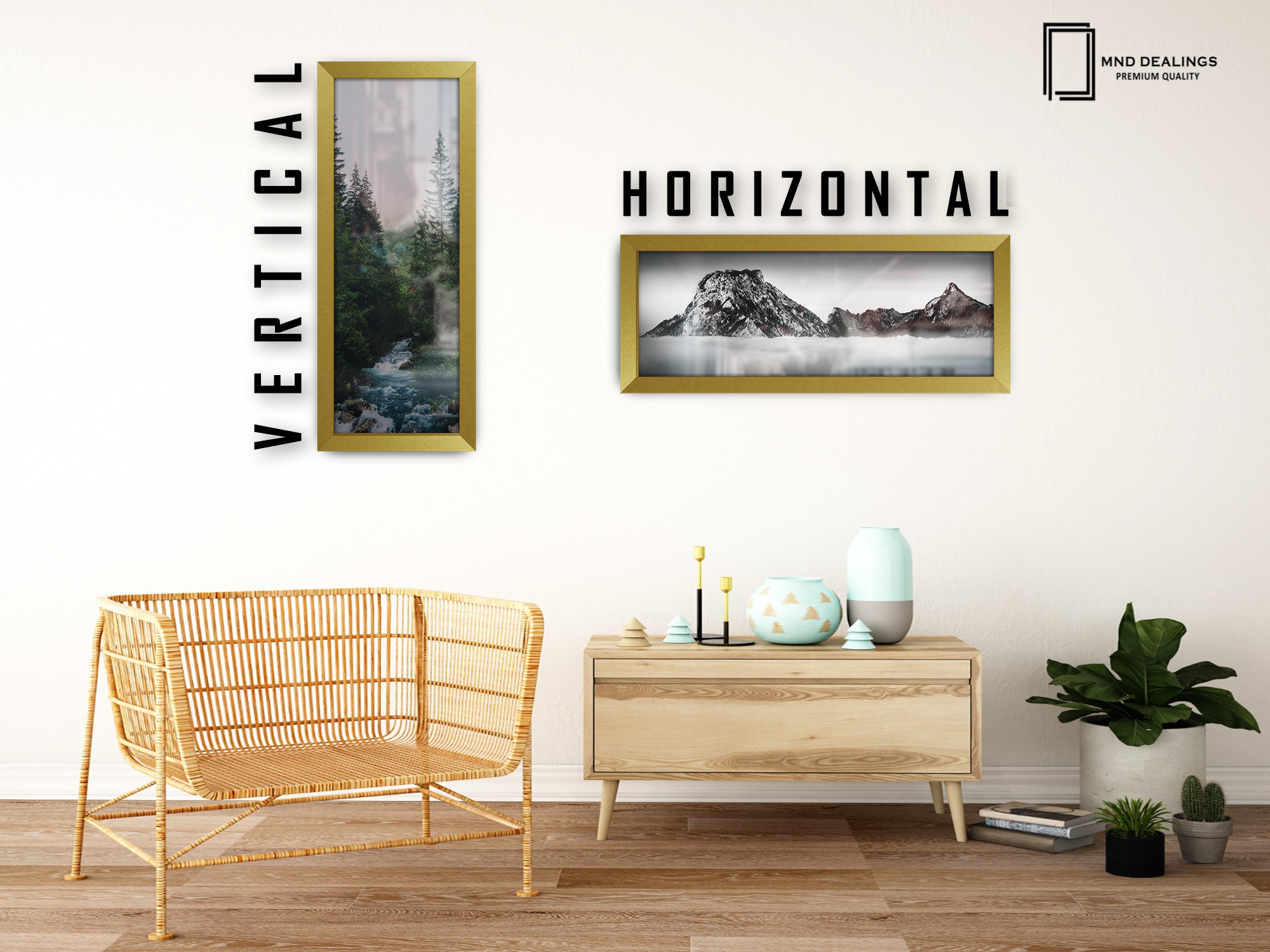 ( 90 x 30 CM ) / 36 x 12 Inch | Poster Frames - MDF
 -  [ Gold ]