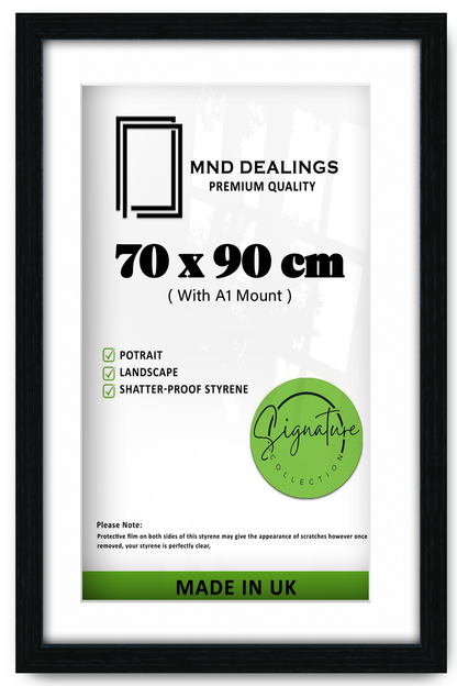 ( 90 x 70 cm ) / 36 x 28 Inch with A1-(59.40 x 84.10 cm) White Mount Photo Frames - MDF