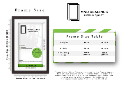 ( 90 x 70 cm ) / 36 x 28 Inch with A1-(59.40 x 84.10 cm) White Mount Photo Frames - MDF