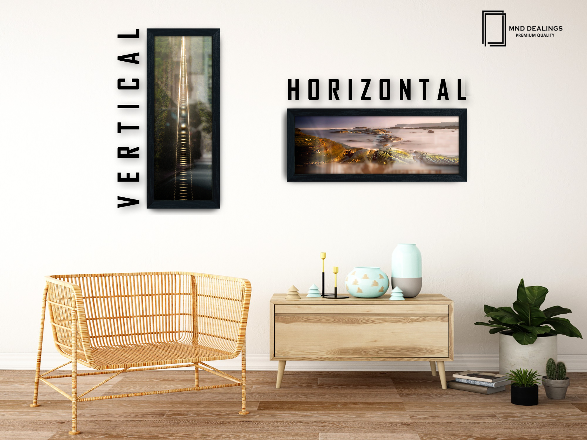 ( 95 x 33 CM ) / 38 x 13 Inch | Frames - MDF
 -  [ Black ]