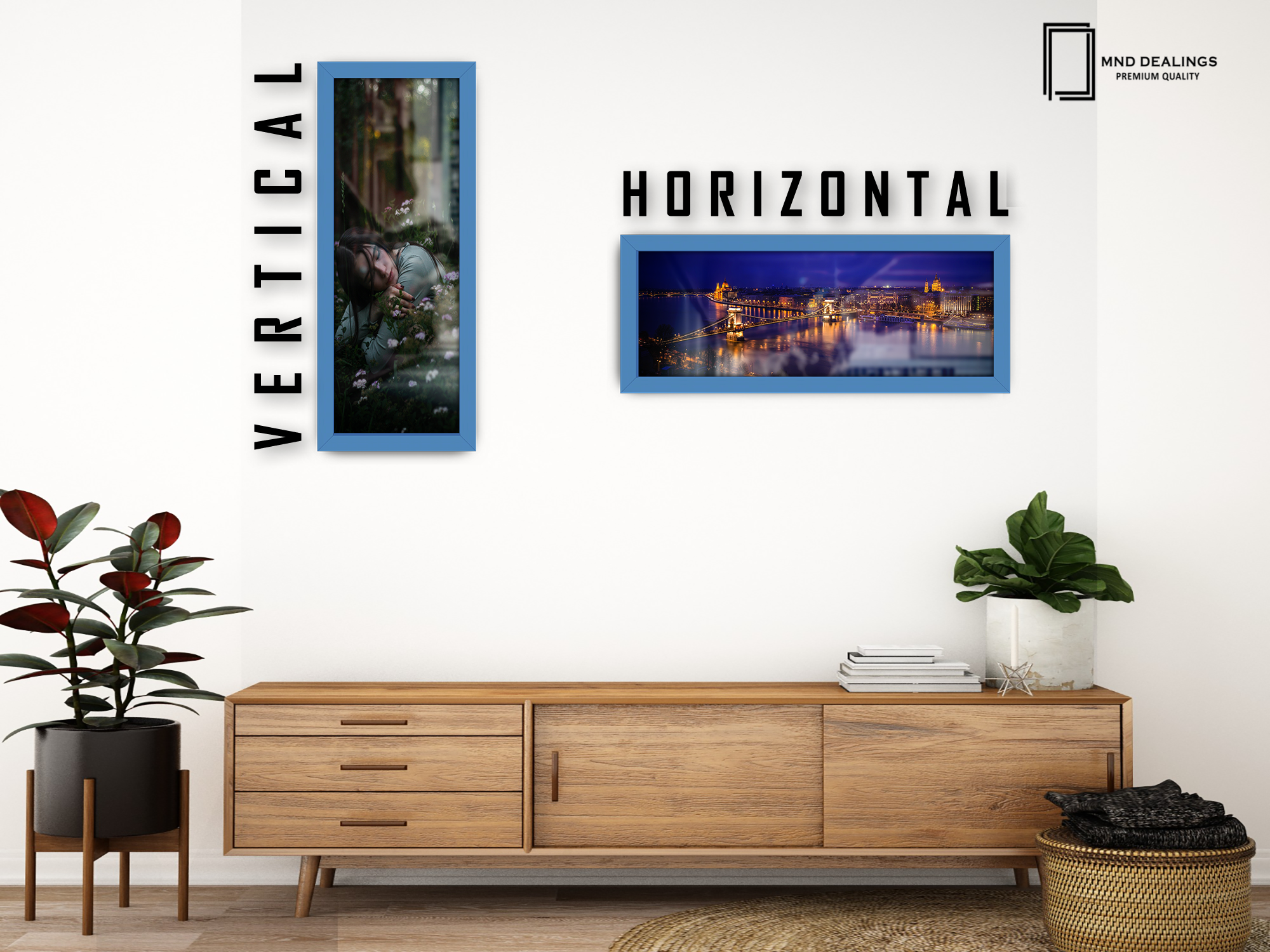 ( 95 x 33 CM ) / 38 x 13 Inch | Art Frames - MDF
 -  [ Blue ]