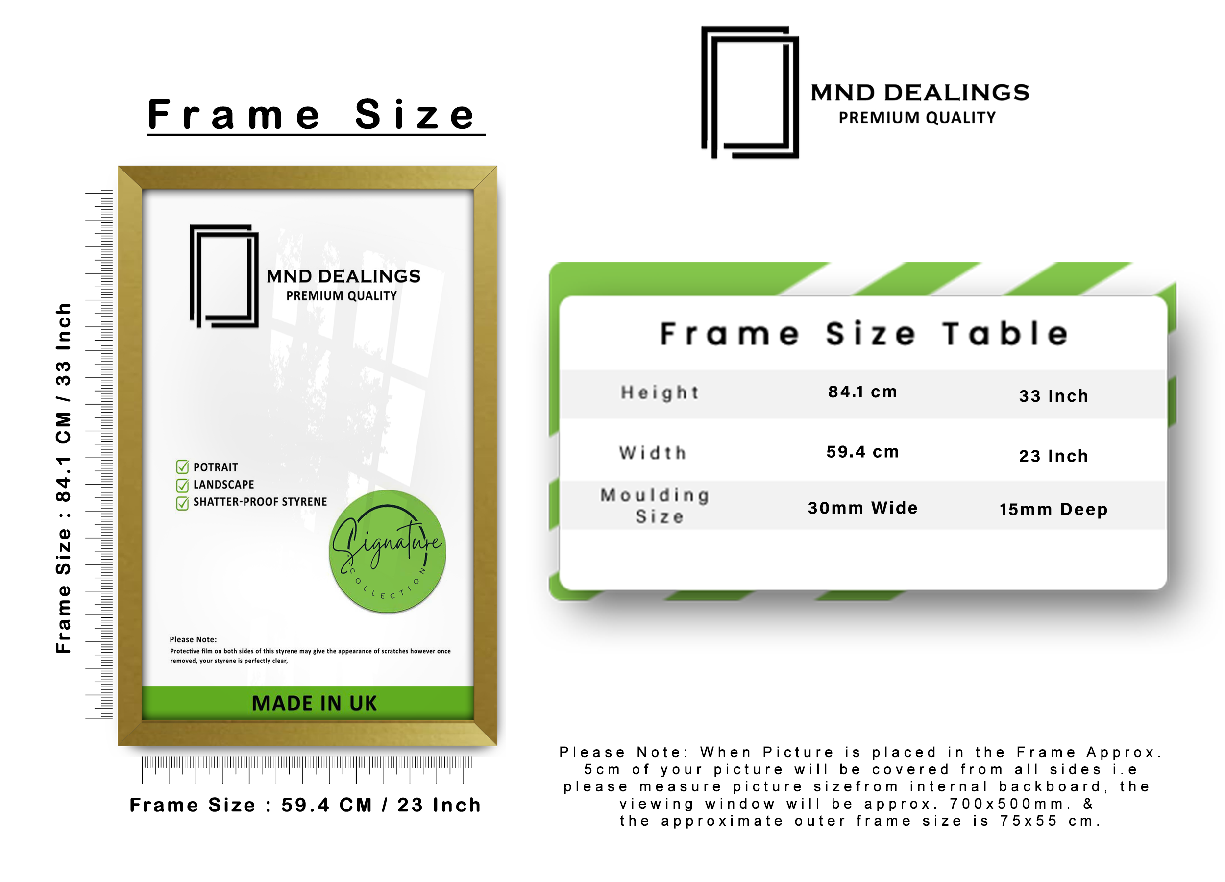 A1 ( 59.40 x 84.10 CM ) / 33 x 23 Inch Display Frame - MDF