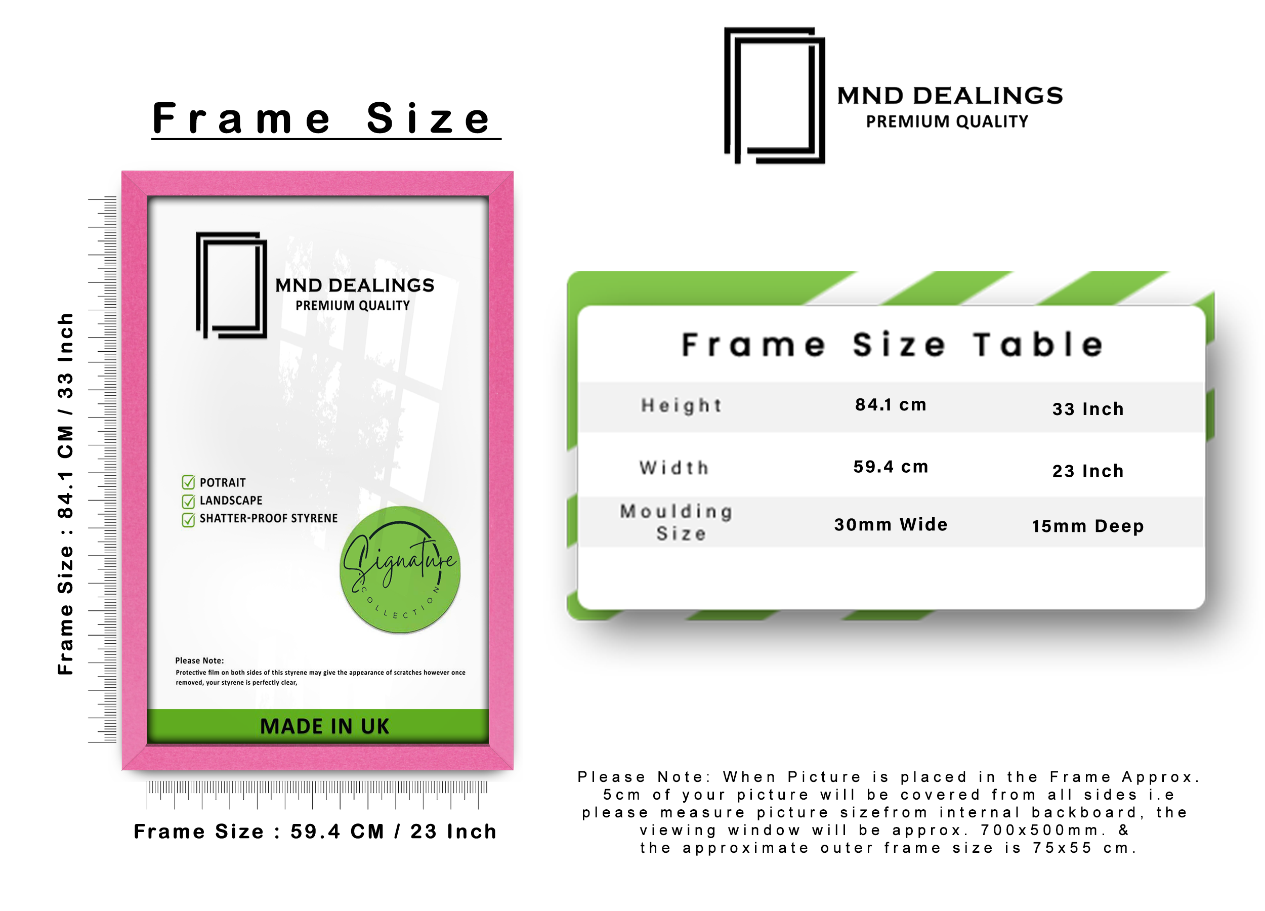 A1 ( 59.40 x 84.10 CM ) / 33 x 23 Inch Display Frame - MDF