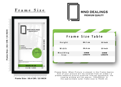 A1 ( 59.40 x 84.10 cm ) / 33 x 23 Inch with A2-(41.90 x 59.40 cm) White Mount Frames - MDF
