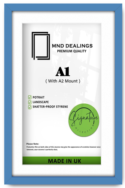 A1 ( 59.40 x 84.10 cm ) / 33 x 23 Inch with A2-(41.90 x 59.40 cm) White Mount Frames - MDF