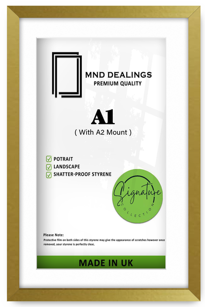 A1 ( 59.40 x 84.10 cm ) / 33 x 23 Inch with A2-(41.90 x 59.40 cm) White Mount Frames - MDF
