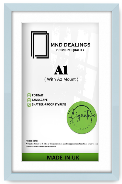 A1 ( 59.40 x 84.10 cm ) / 33 x 23 Inch with A2-(41.90 x 59.40 cm) White Mount Frames - MDF