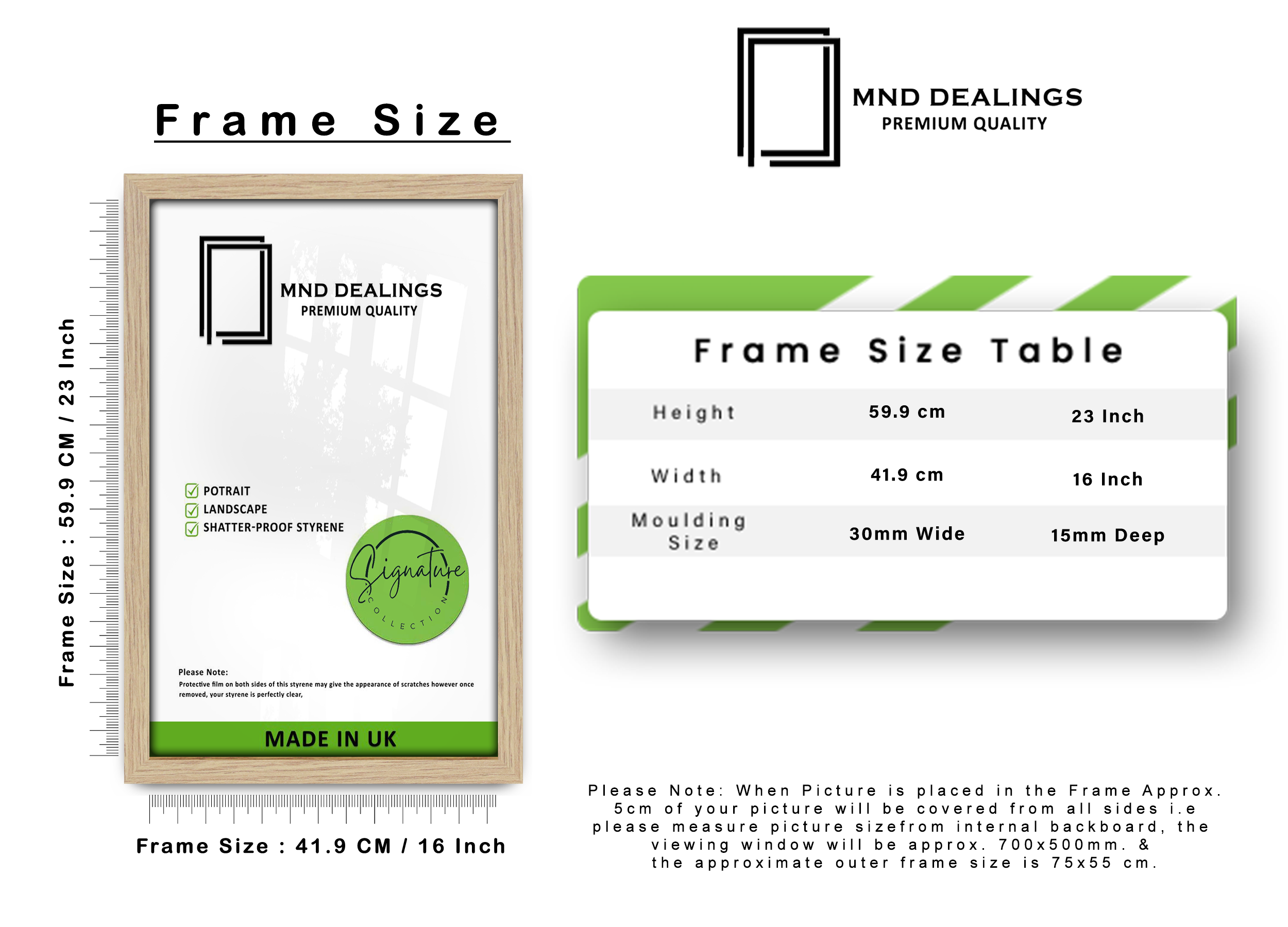 A2 ( 41.90 x 59.40 CM ) / 23 x 16 Inch Art Frames - MDF