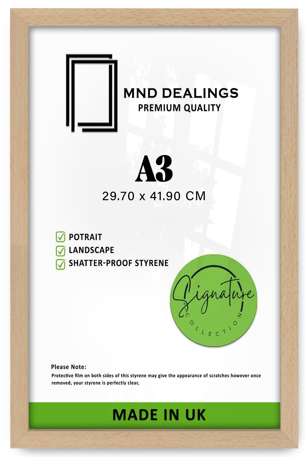 A3 ( 29.70 x 41.90 CM ) / 16 x 11 Inch Art Frames - MDF#color_beech
