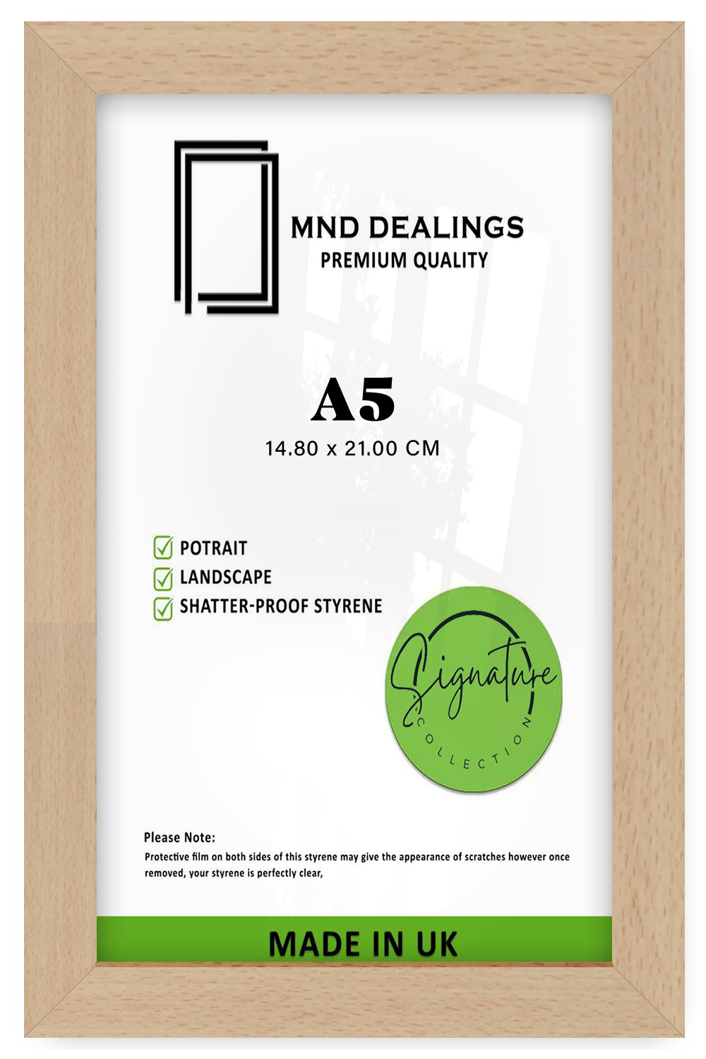 A5 ( 14.80 x 21.00 CM ) / 8 x 5.5 Inch Art Frames - MDF#color_beech
